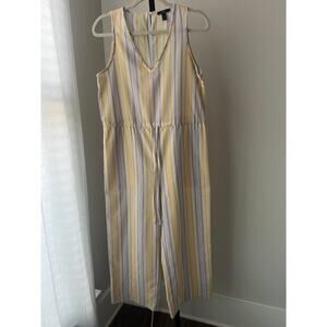 Anthropologie Drew Wide Leg Jumpsuit Pinstripe‎ Cotton Blend